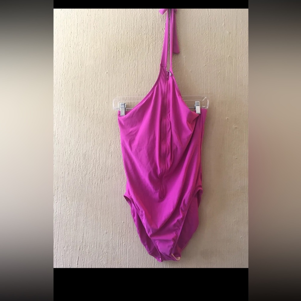 Newport News Swim Purple One Piece Zipper Suit Scuba Size 18 Style 01541
